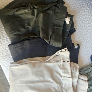 LOFT Women's Pants in Green, Black, and Cream